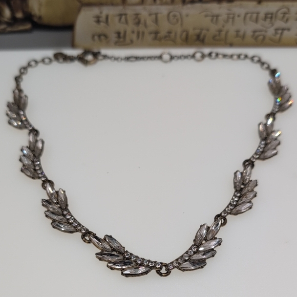 J. Crew Silver Leaf Motif Necklace - Picture 1 of 6